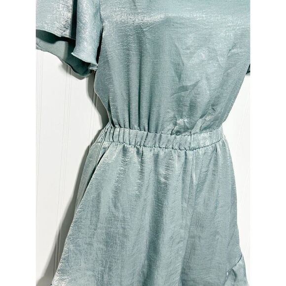 Show Me Your Mumu Women's‎ Riviera Tie-Front Romper Ruffle Trim Green Large - Picture 5 of 14